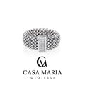 Roma Mesh Glow Band | Rhodium Plated 925 Sterling Silver | Lab-Grown Diamonds | Casa Maria Gioielli