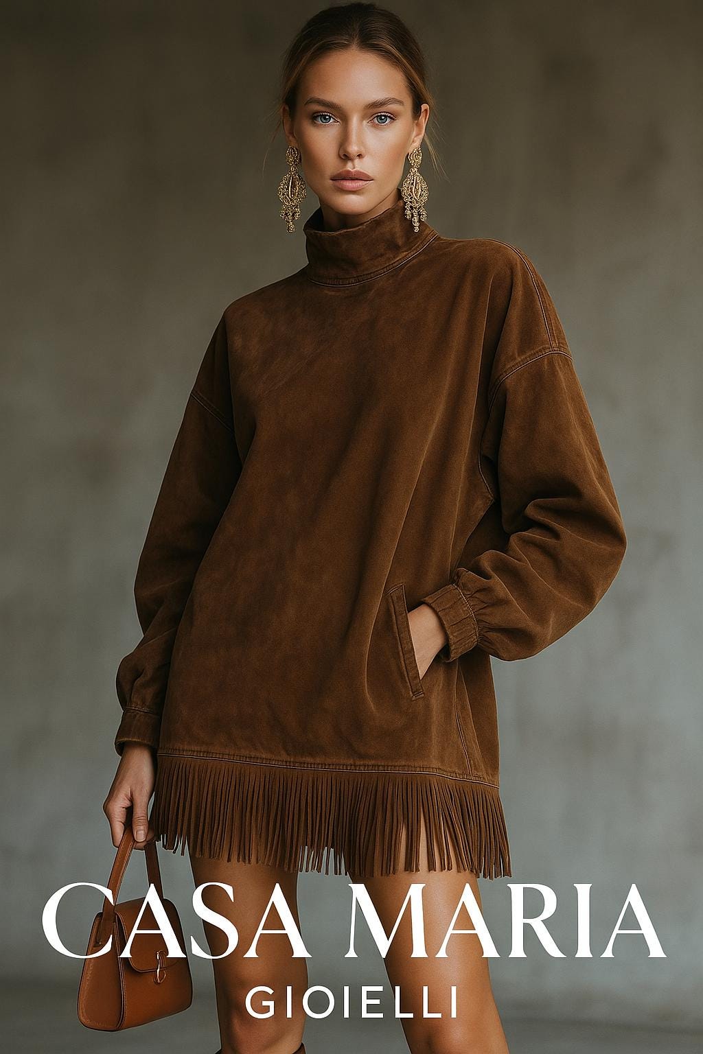 Vestito Frange Suede Dress - Bohemian Elegance Crafted from Luxurious Suede - Casa Maria Gioielli