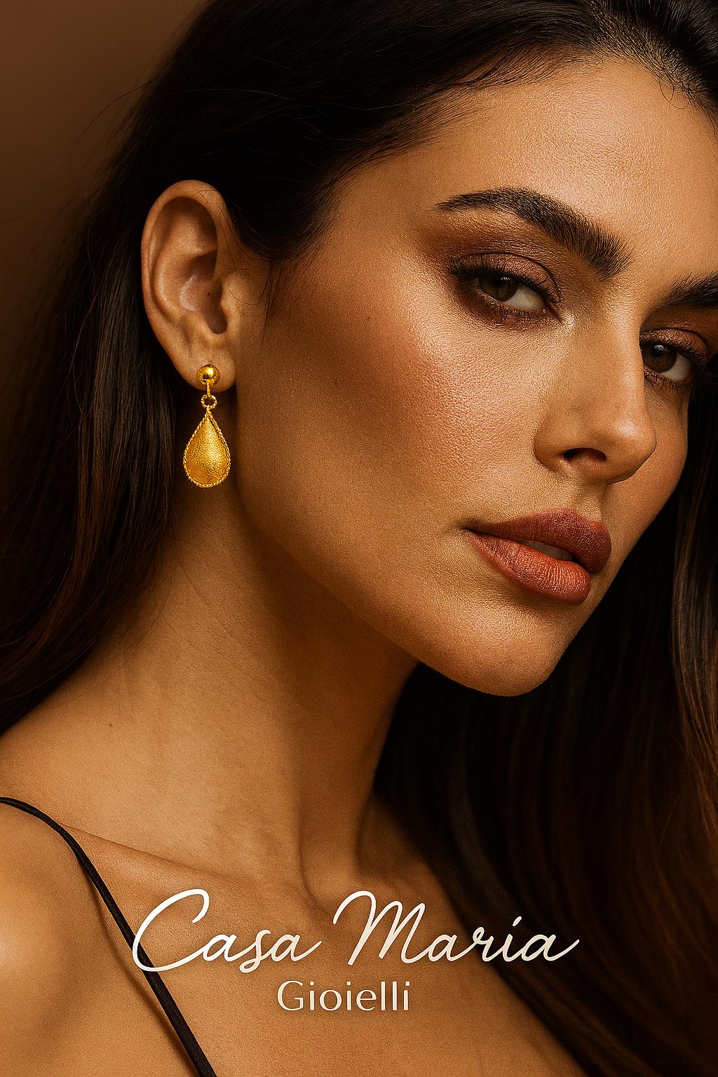 Lustro 24K Drops Earrings | Hollow Yellow Gold | AU9999 | Casa Maria Goieilli