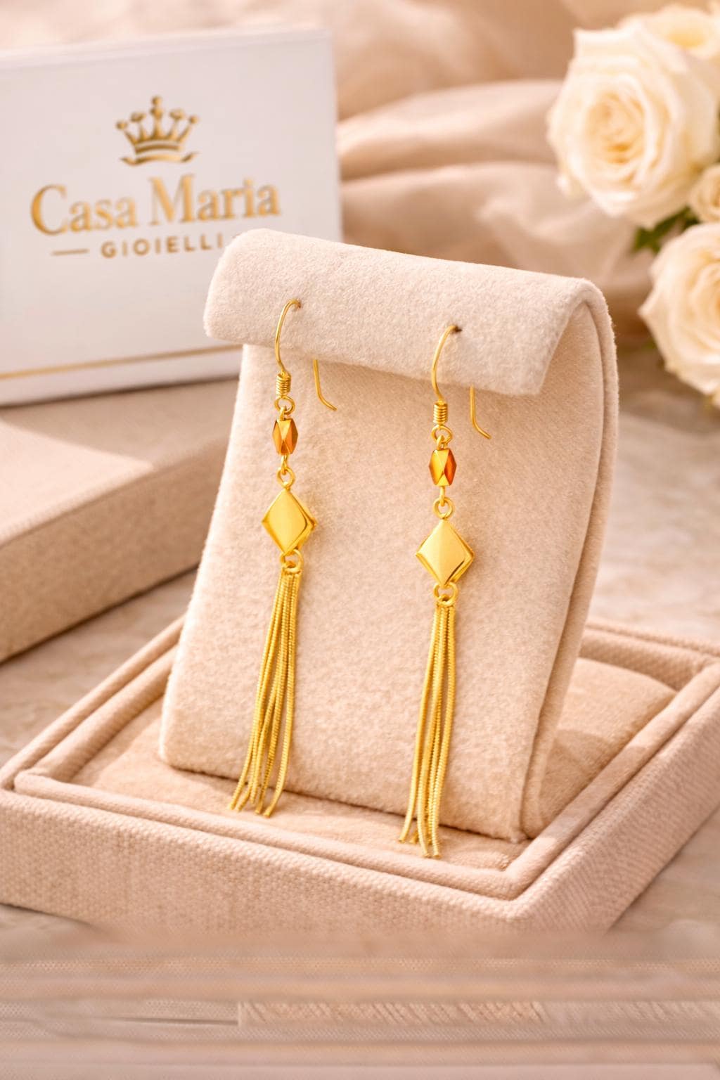 Sogno d’Oro Dangles | 24K Hollow Yellow Gold | Casa Maria Gioielli