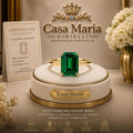 Verde Imperiale Solitaire Ring | S925 Gold Plated Sterling Silver, Emerald Cut Gemstone