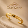 Bracciale Occhio di Tigre | 24K Hollow Yellow Gold | Natural Tiger Eye