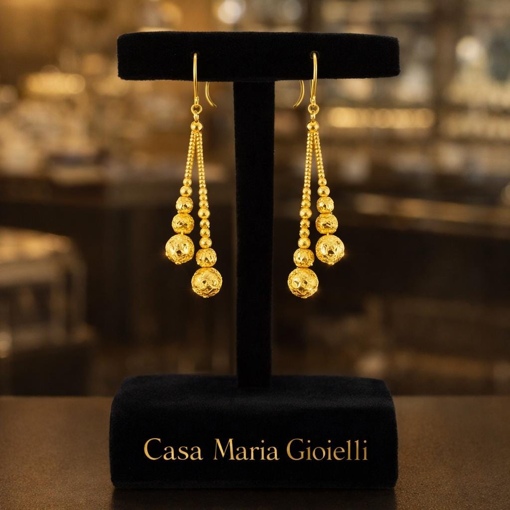 Luce Divina Earrings | 24K Hollow Yellow Gold | Casa Maria Gioielli