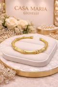 Bracciale “Luce di Bambù | 24K Hollow Yellow Gold | Casa Maria Gioielli