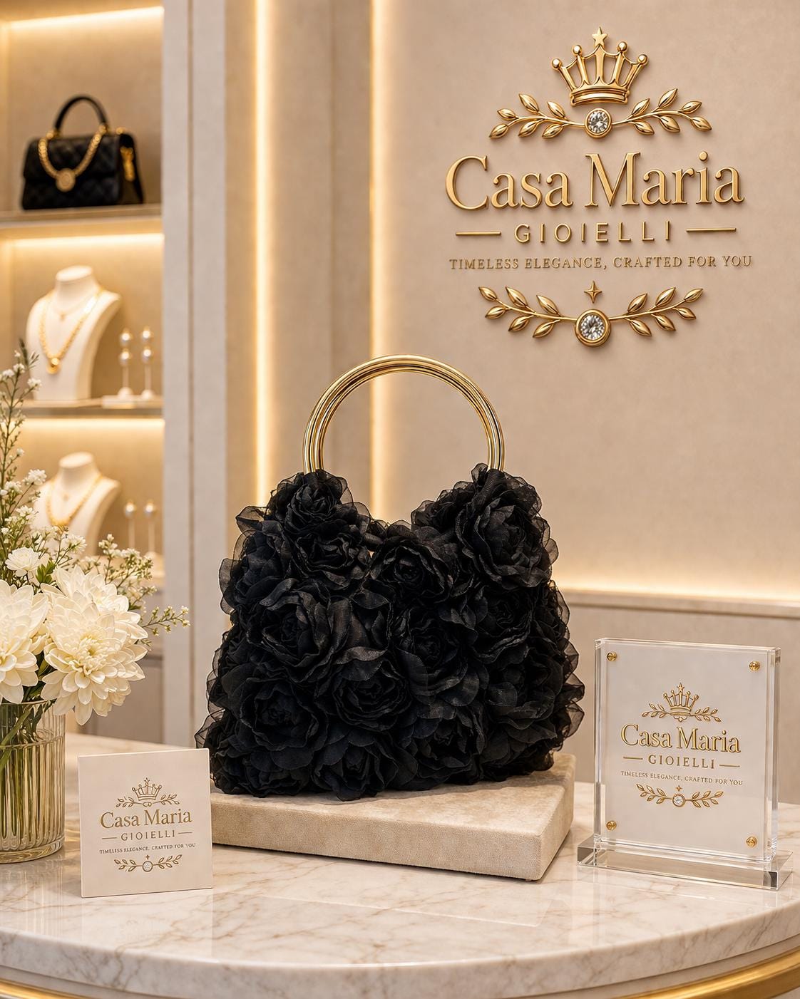 Borsa “Bianca Rosalia” Vision Refiined Femininity Clutch | Casa Maria Gioielli