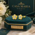 Margherita d’Oro Studs | 24K Hollow Yellow Gold | Lab Grown Diamonds | Casa Maria Gioiell