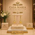 Sole Mio Dangle Droplet Earrings | Brillante Oro 24K Hollow Yellow Gold | Casa Maria Gioielli