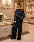 Blusa in Velo Nero Modern Sophistication Sheer Lightweight Knit by Casa Maria Gioielli