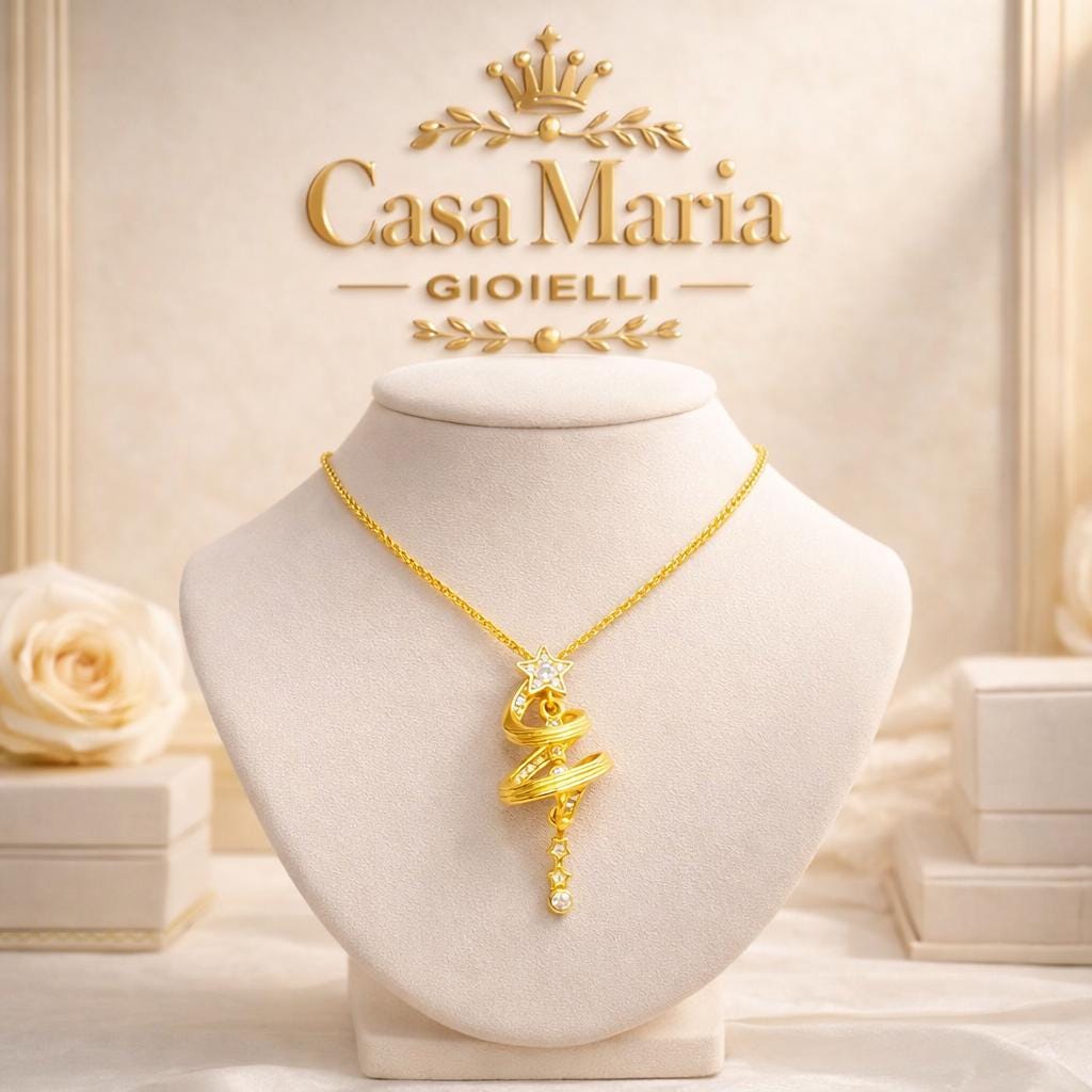 Incanto Stellare Necklace | 24K Hollow Gold | Lab Grown Diamonds | Casa Maria Gioielli