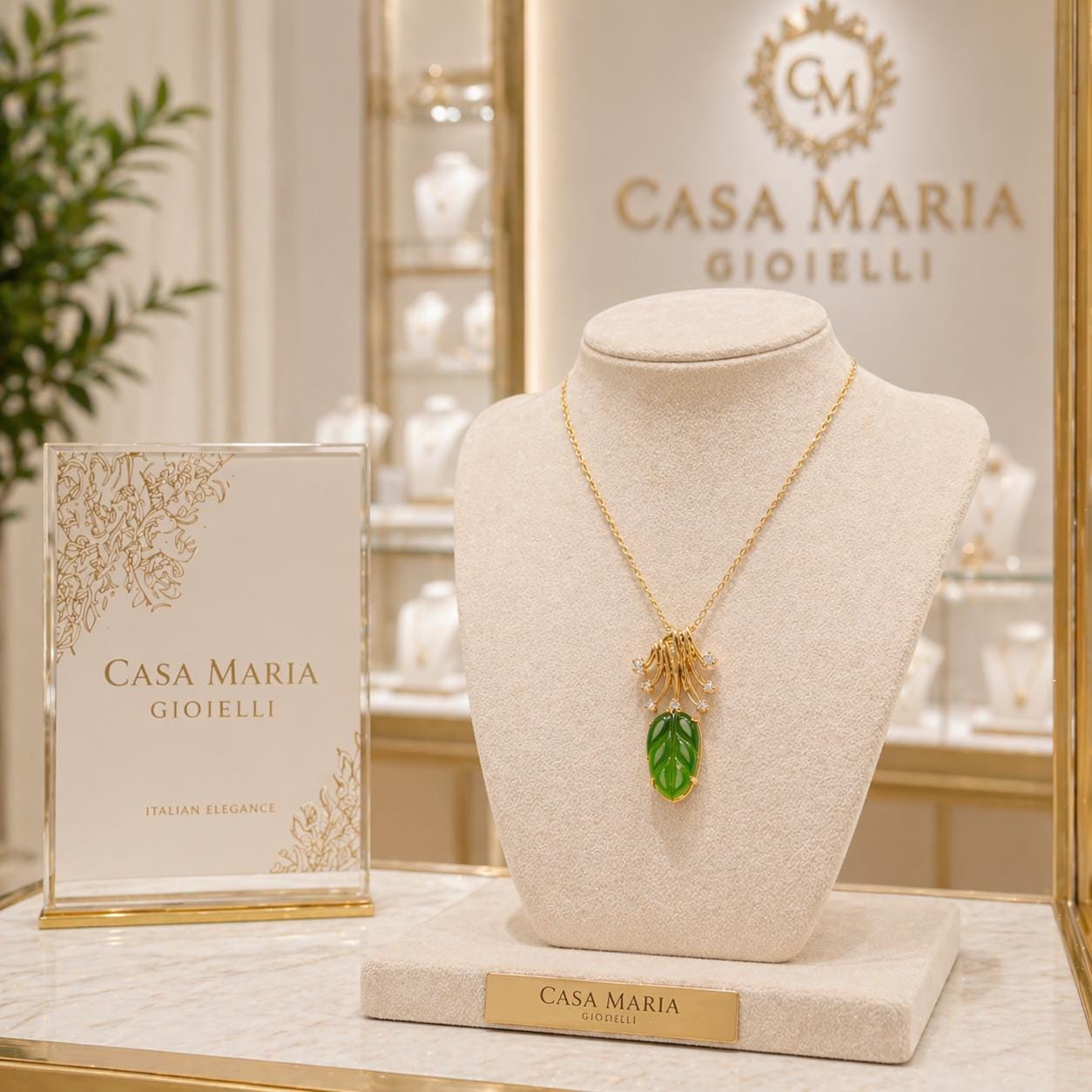 Respiro di Giada of | 24K Yellow Gold | Natural Mayan Jadeite Feicui | Casa Maria Gioielli