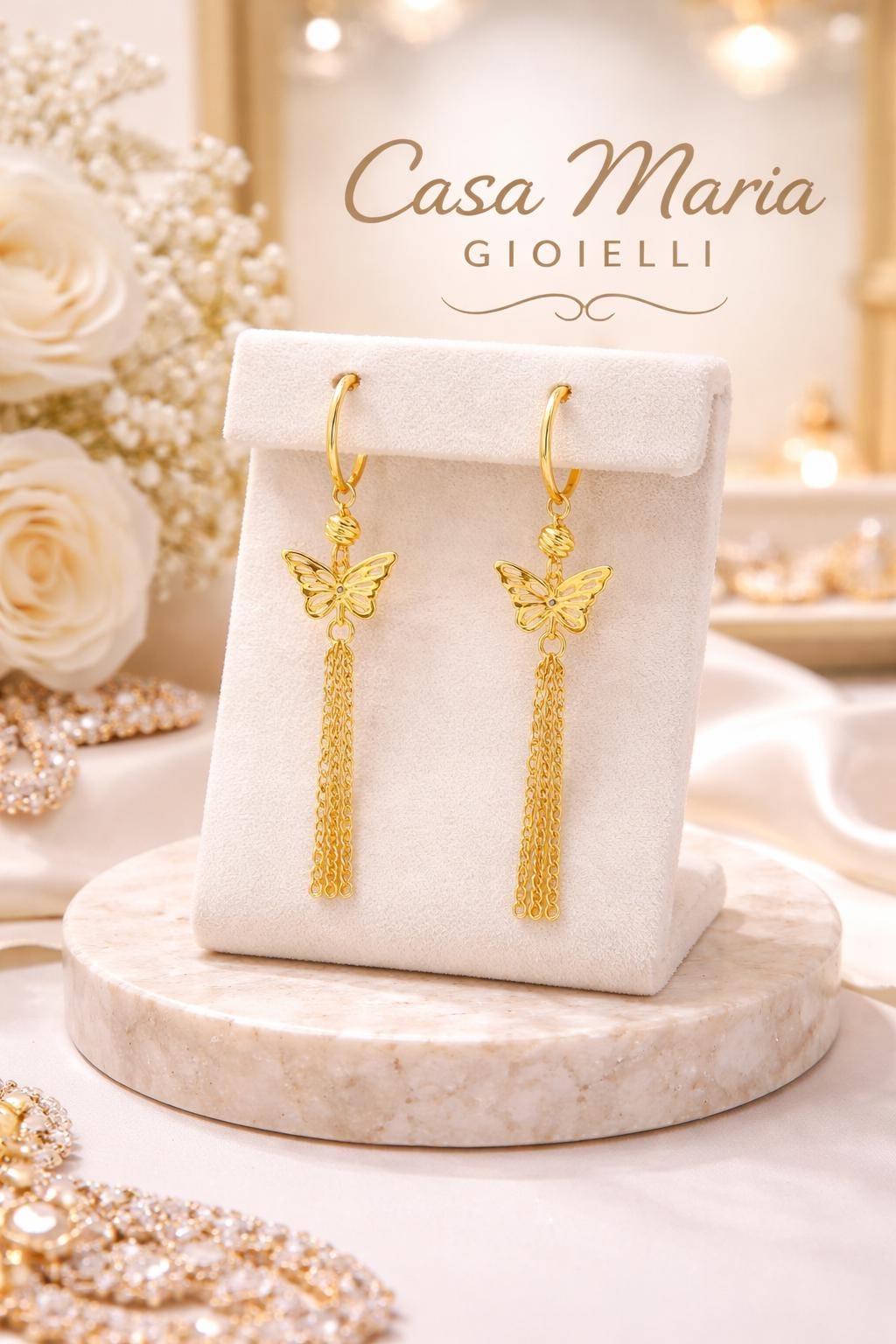 Ali di Luce Wings of Butterfly | 24K Hollow Yellow Gold | Casa Maria Gioielli