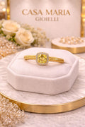 Anello “Sole Eterno” | 18K Hollow Yellow Gold | Yellow Sapphire Lab Grown | Casa Maria Gioielli