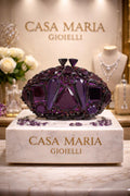 Clutch Luce Viola | Crystal Embellished Stones | Casa Maria Gioielli