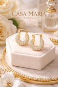 Carezza d’Oro Hoops | 24K Hollow Yellow Gold | Lab Grown Diamonds | Casa Maria Gioielli