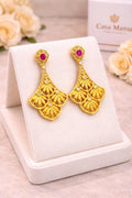 24K Gold Dangles with Ruby and Lab-Grown Diamonds | Casa Maria Gioielli