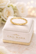 Anello Treccia Luminosa Ring | 14K Solid Gold | Casa Maria Gioielli