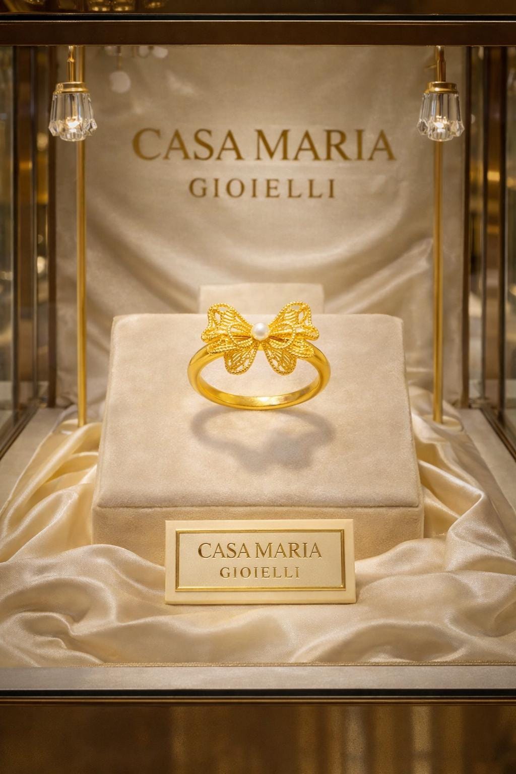 Aura di Perla Ring | 24K Hollow Yellow Gold | Natural Pearl | Casa Maria Gioielli