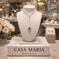Luna Viola Pendant Necklace | 10K White Gold | Amethyst Lab Grown Gemstone | Casa Maria Gioielli