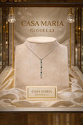 10K White Gold Bar Necklace | Natural Emeralds, Lab Diamonds | Casa Maria Gioielli