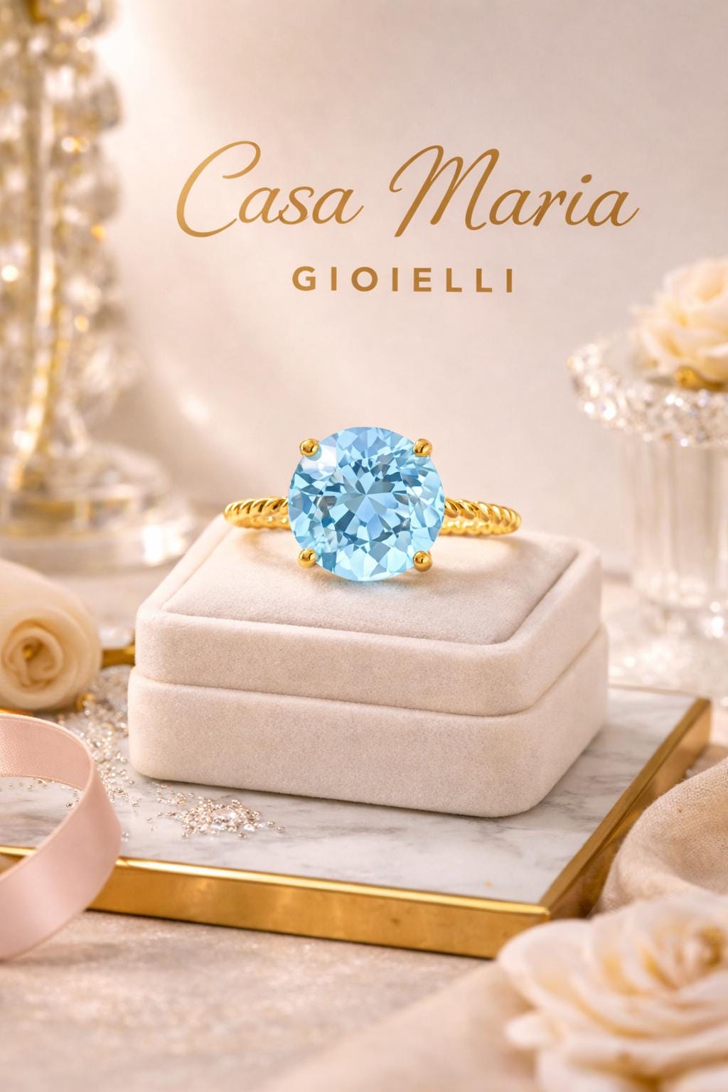 Anello “Fumo d’Oro” Ring | 14K Yellow Gold | Semi-Precious Gemstone | Casa Maria Gioielli