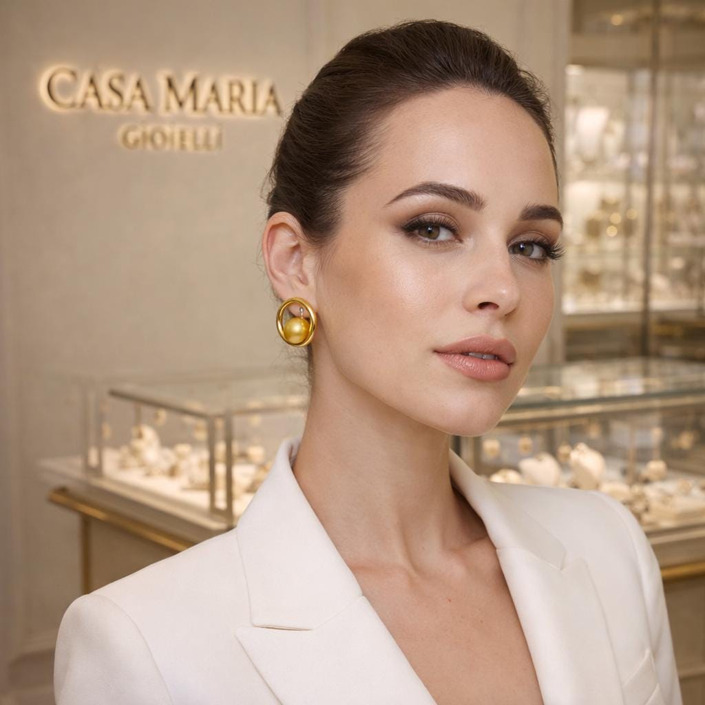 Cerchi Aurei Hoops | 24K Hollow Yellow Gold | Golden Sphere | Casa Maria Gioielli