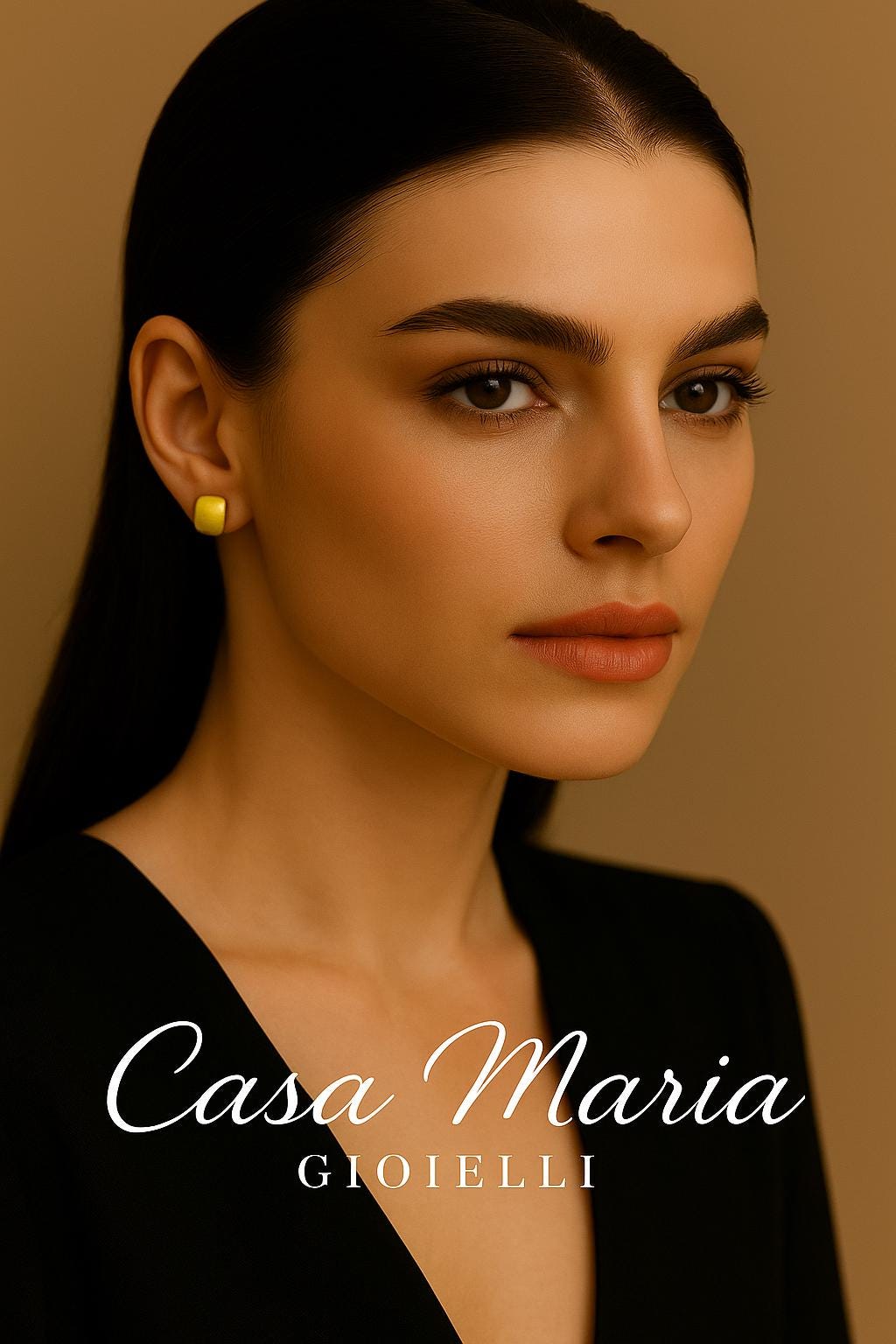 18k Solid Gold Stud Earrings: Italian Matte Brushed Design