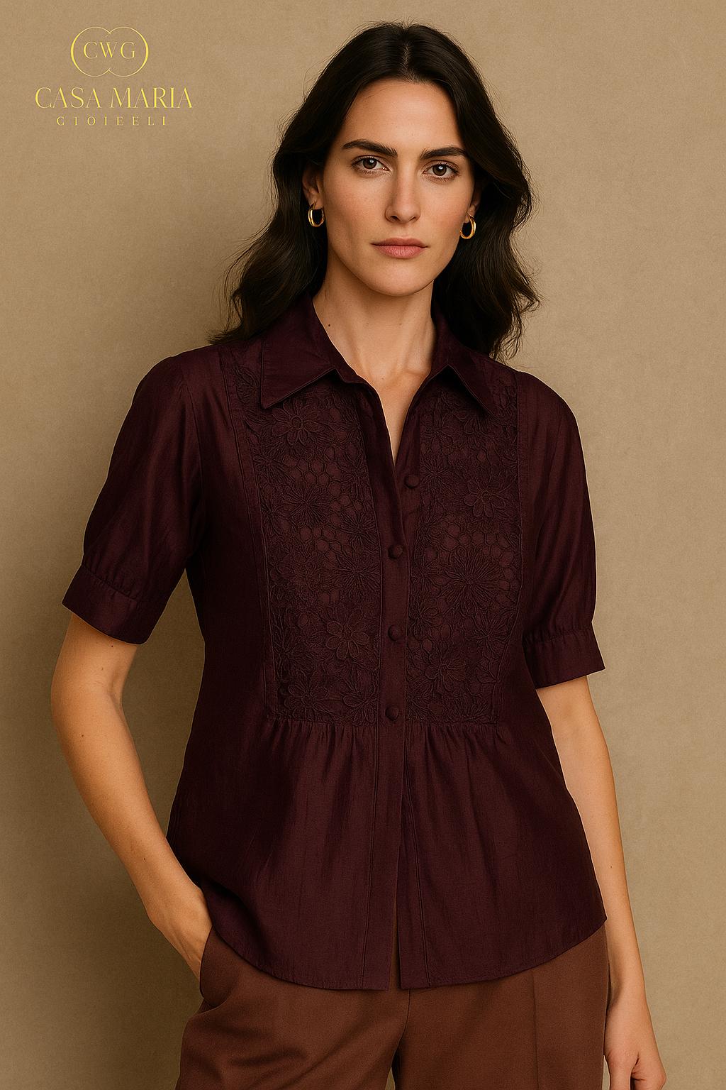 Camicia Borgogna Blouse Effortless Sophistication Casa Maria Gioielli