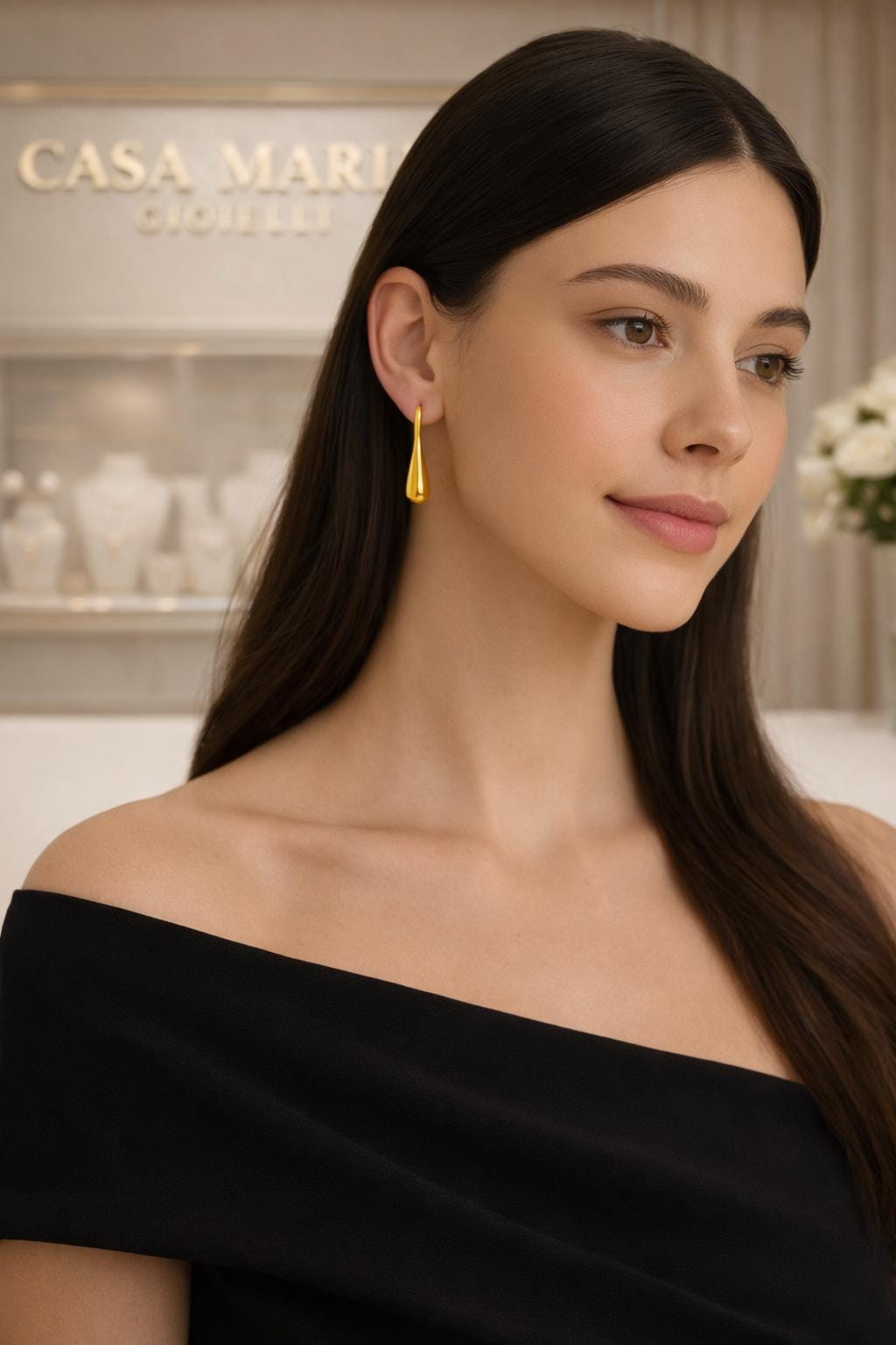 18K Hollow Yellow Gold Teardrop Earrings: Elegant Minimalist AU9999 Hollow Gold