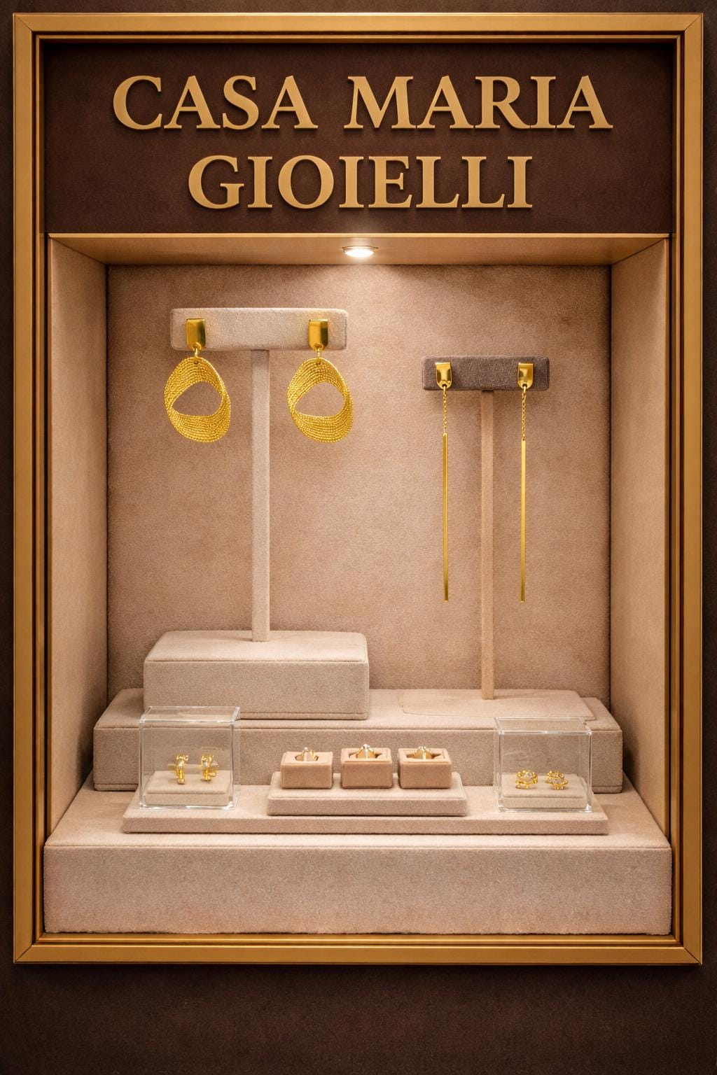 Linea Aurea Orecchini | 24K Hollow Yellow Gold Bar Earrings | Casa Maria Gioielli