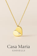 14K Gold Origami Heart Pendant Necklace: Lab-Grown Diamond