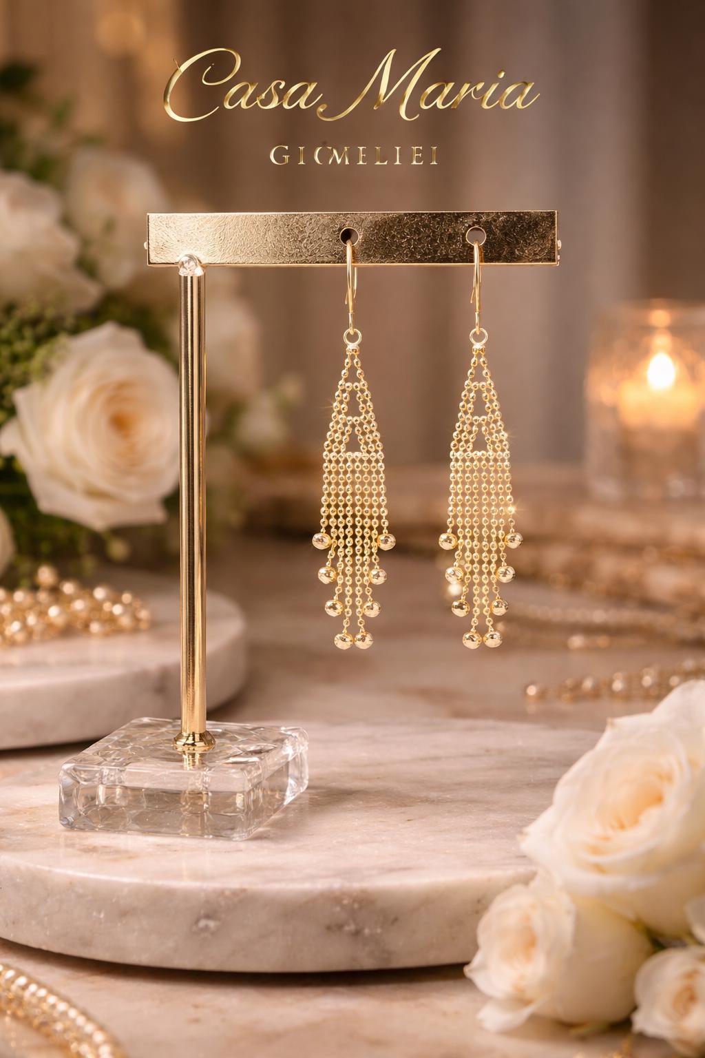 Orecchini “Rombo d’Oro” Drop | 18K Yellow Gold Earrings | Casa Maria Gioielli.