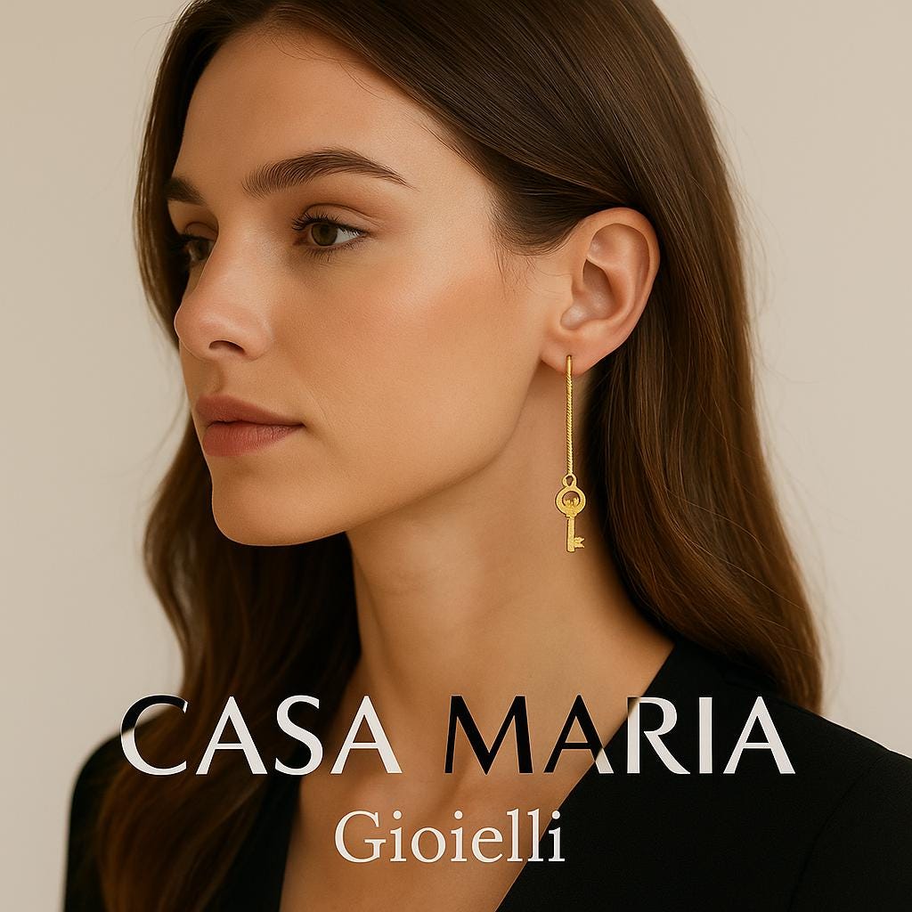 Lacrime di Chiave Drop Earrings | 24K Hollow Yellow Gold |Casa Maria Gioielli