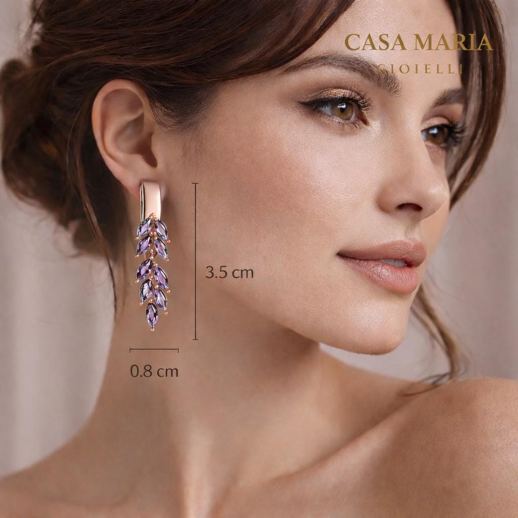 Petali d’Amatista Earrings | 585 Rose Gold 14K | Collezione Oro Rosato | Casa Maria Gioielli