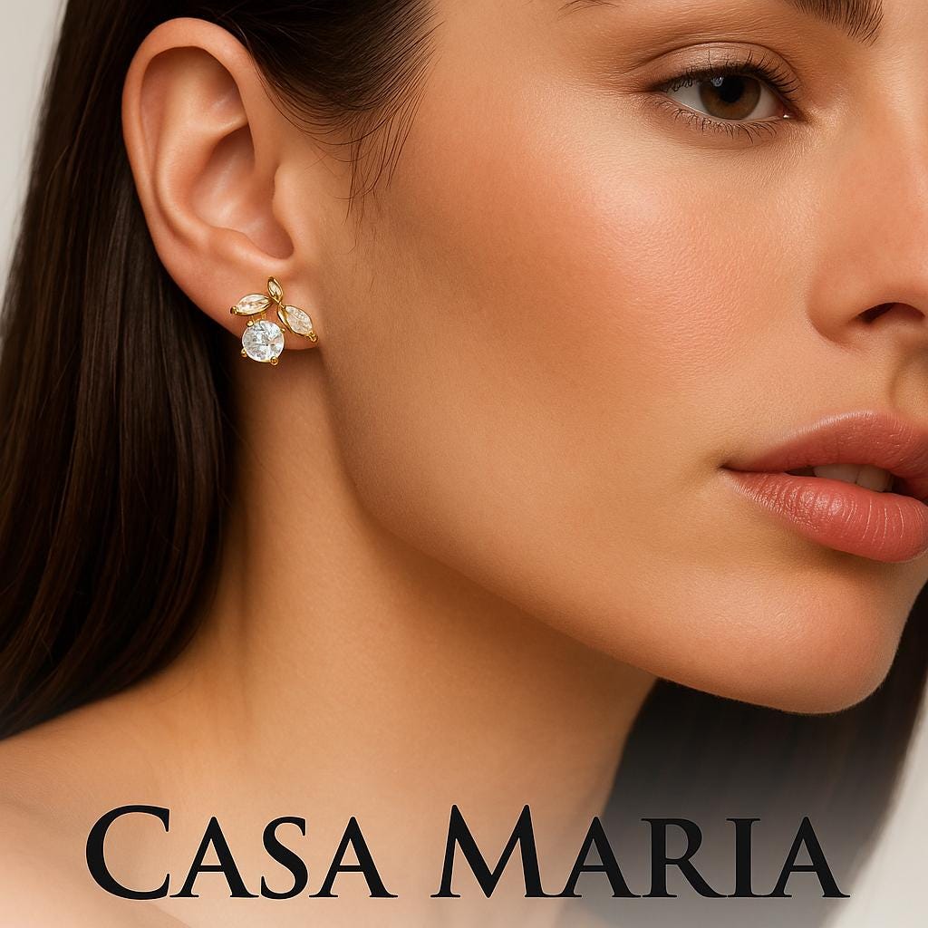Petali d’Oro Studs - 14k Yellow Gold - Lab Grown Diamonds - Casa Maria Gioielli