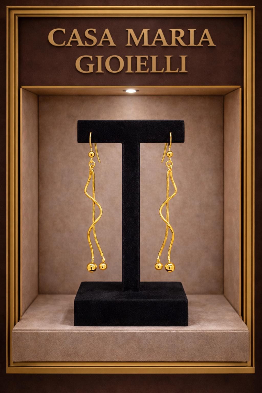 Onde Celestial Dangling Earrings | 24K Hollow Yellow Gold | Elegance by Casa Maria Gioielli