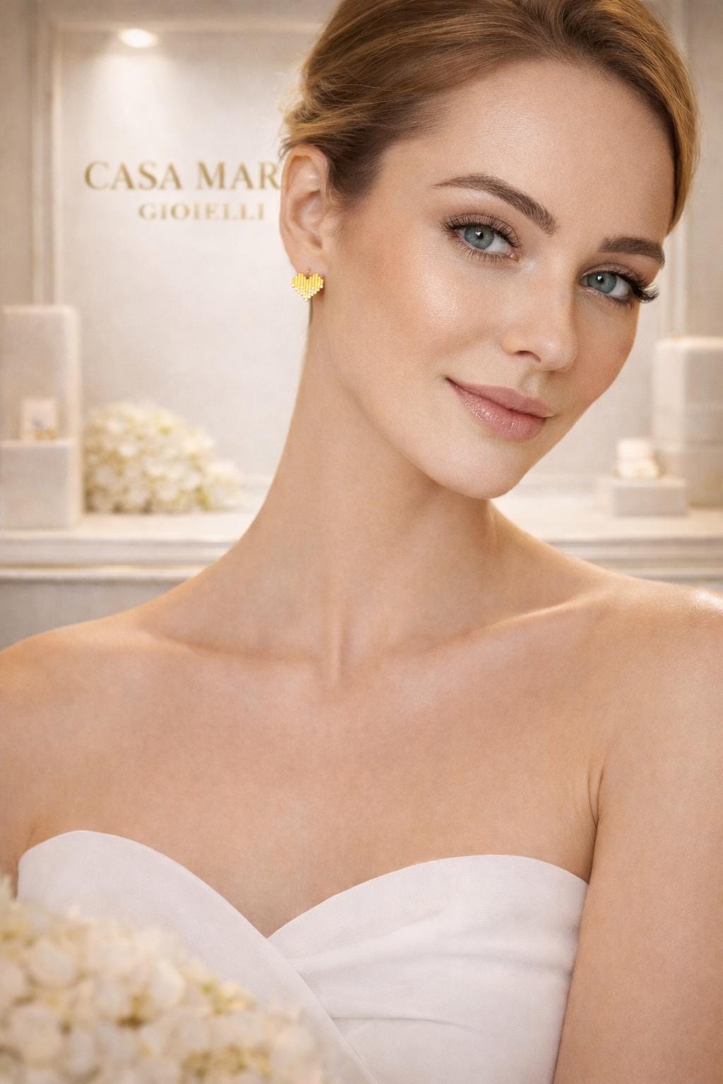 Aurea Amore Studs | 24K Hollow Yellow Gold | Lab Grown Diamonds | Casa Maria Gioielli