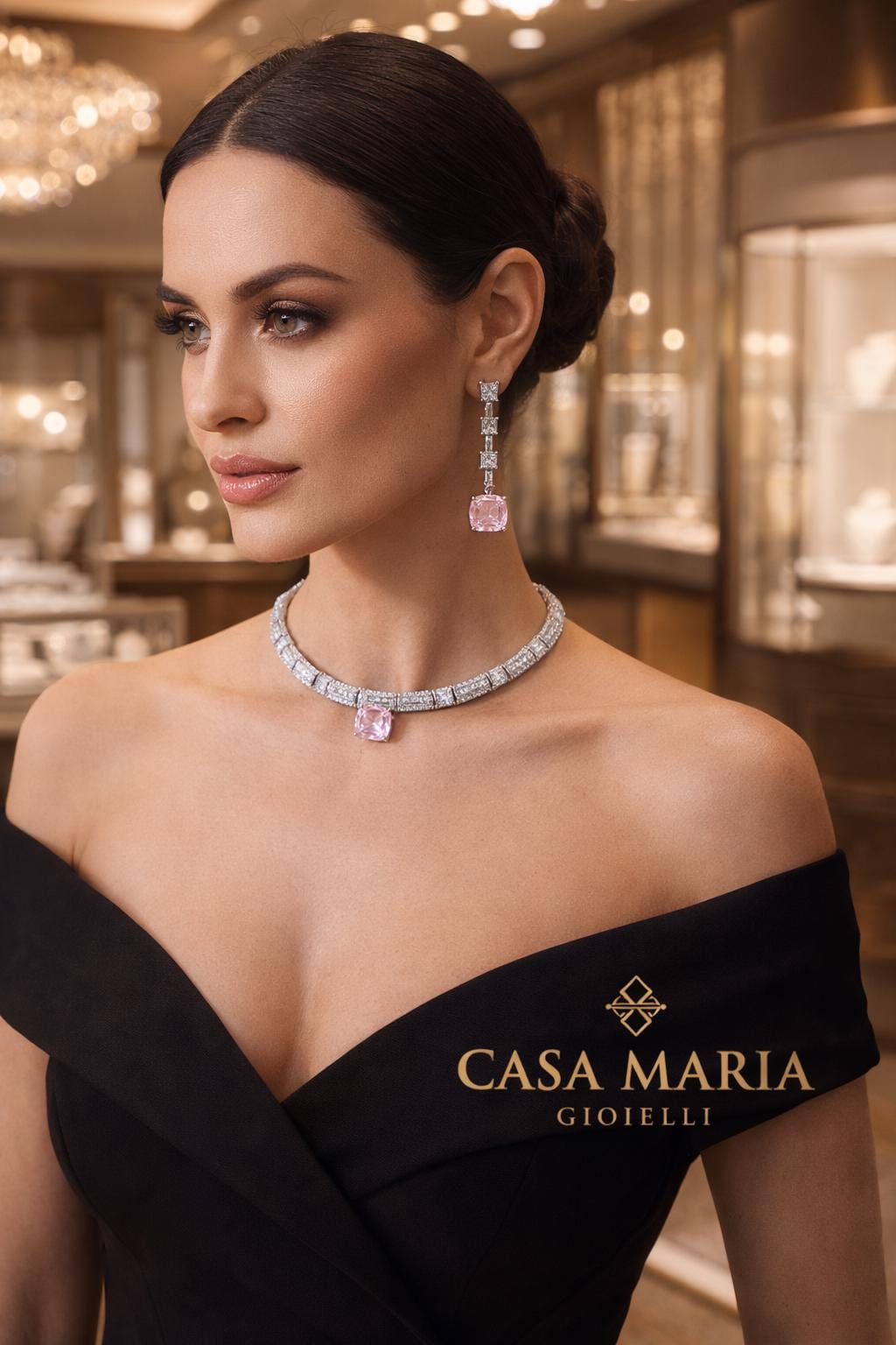 Architettura Rosa Necklace | 925 Sterling Silver | Lab Grown Diamond Sapphire Gemstone | Casa Maria Gioielli