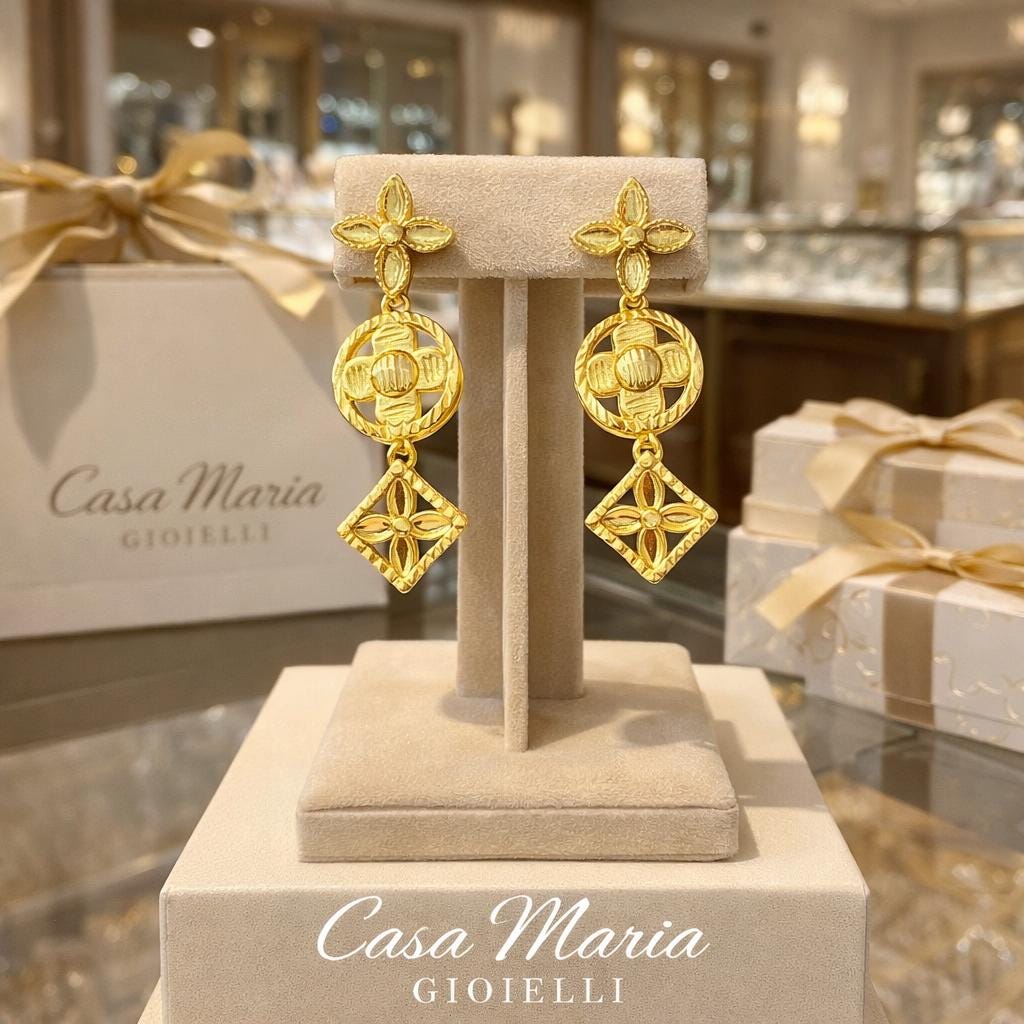 24k Gold Over Sterling Silver Dangle Earrings | Firenze Design