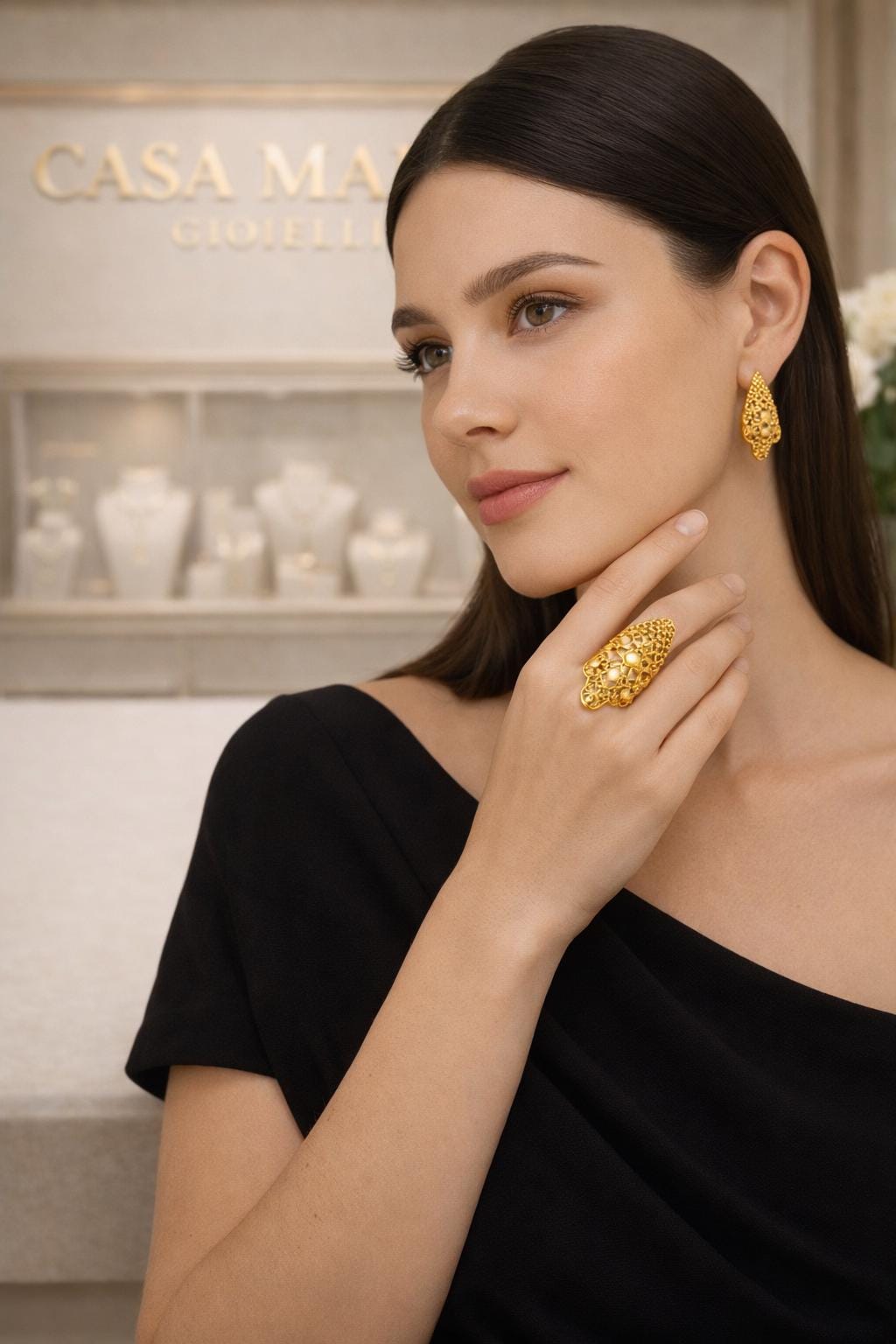 Fiore Dorato Ring  | 24K Hollow Yellow Gold | True Italian Celebration | Casa Maria Gioielli