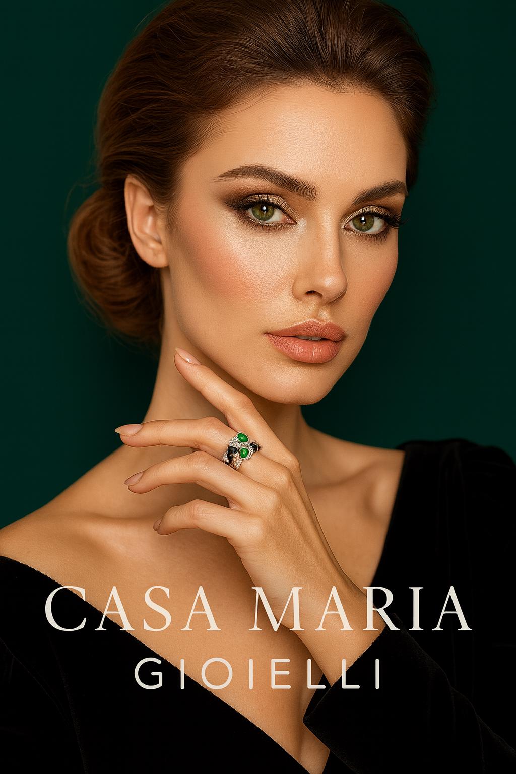 Vintage Boho Emerald Ring: 18K Gold Plated Sterling Silver