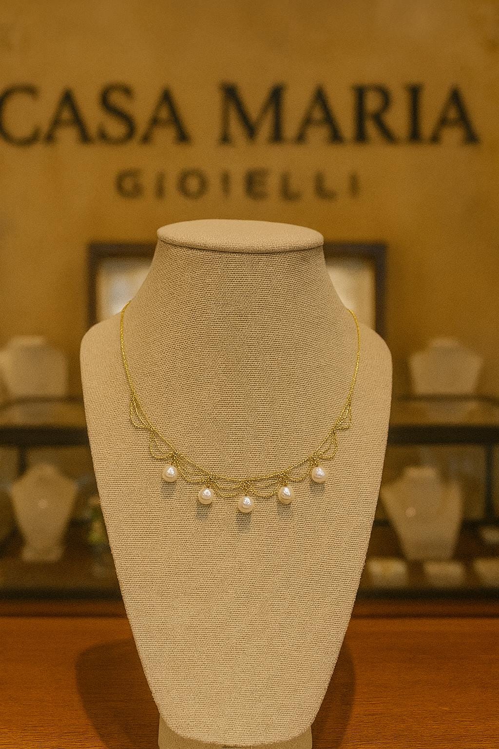 24K Yellow Gold Akoya Pearl Necklace | Casa Maria Gioielli