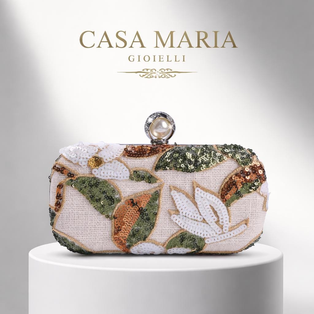 Borsa Incanto Clutch | Embroidered Evening Clutch | Casa Maria Gioielli