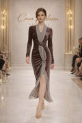 Abito Velluto Glamour Dress | Essence of Modern Italian Luxury | Satin Stola | Casa Maria Gioielli