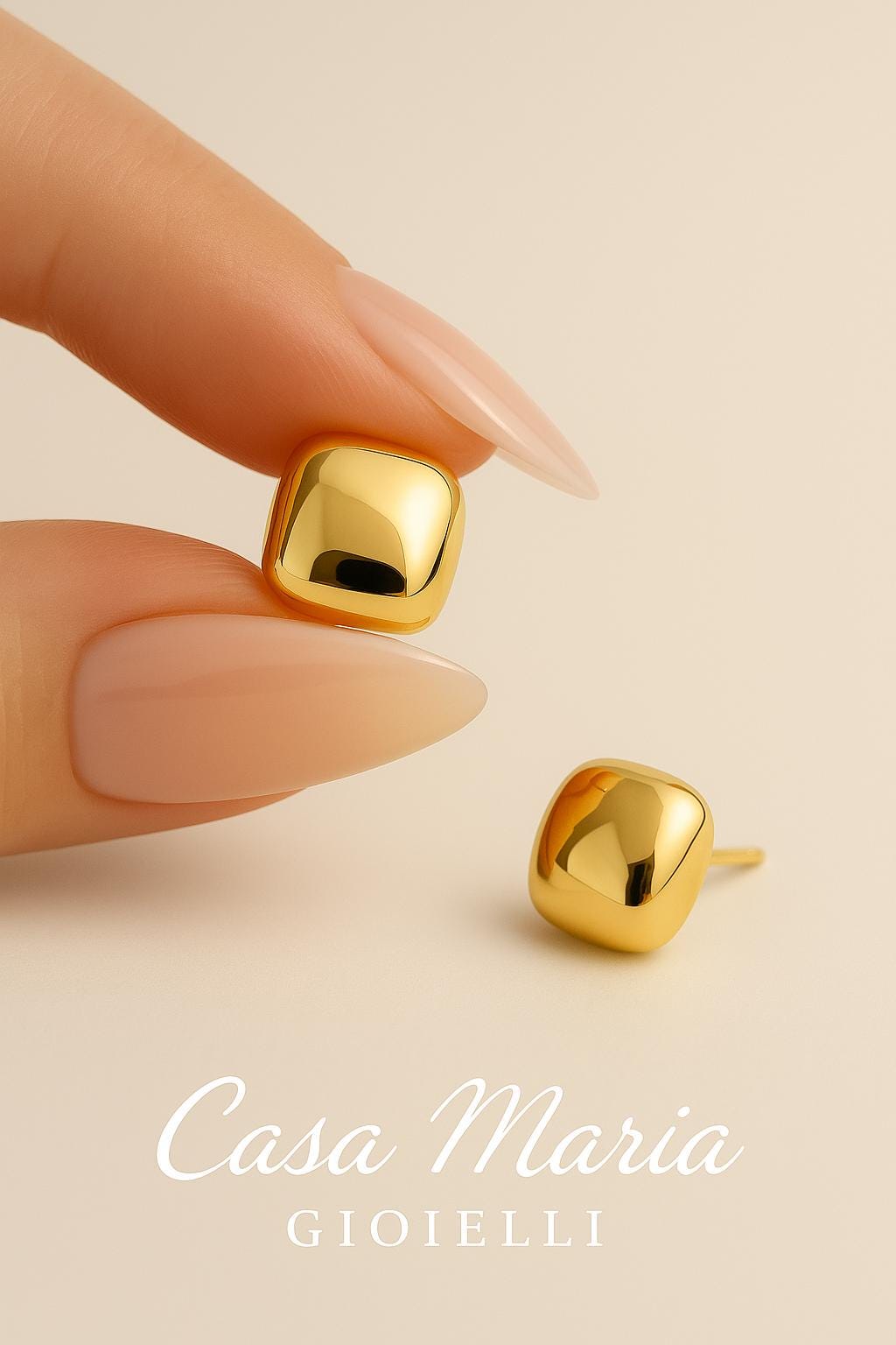 Quadri d’Oro Studs | 18K Hollow Yellow Gold Earrings |  Timless Charm  Casa Maria Gioielli