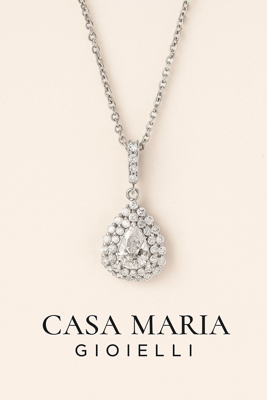 Collana Goccia di Luce Pendant | Platinum | Lab Grown Diamonds | Casa Maria Gioielli