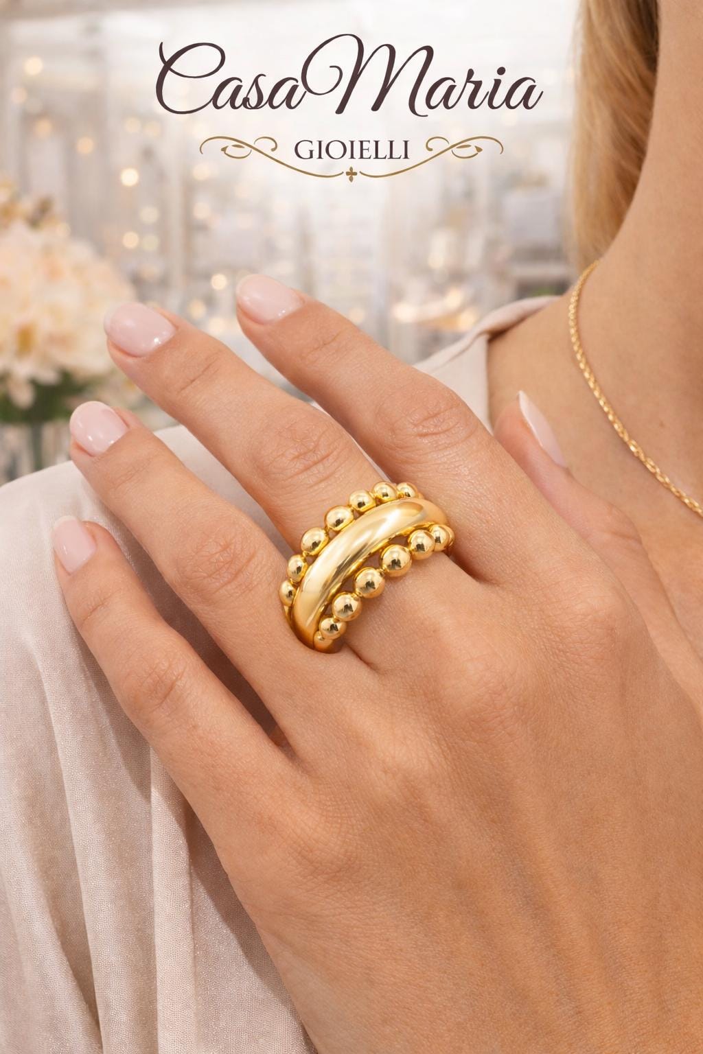 Luce di Firenze (Light of Florence) Ring | 14K Yellow Gold | Casa Maris Gioielli