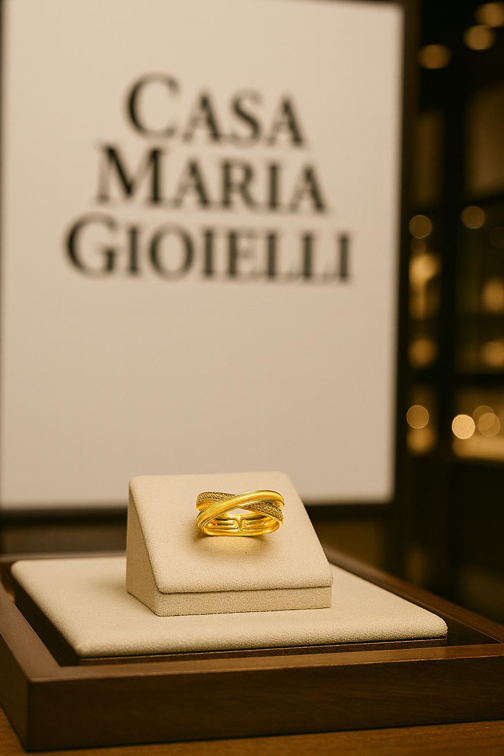 Collezione Sfera d’Oro Ring | 24K Yellow Hollow Gold Italian Refinement | Casa Maria Gioielli