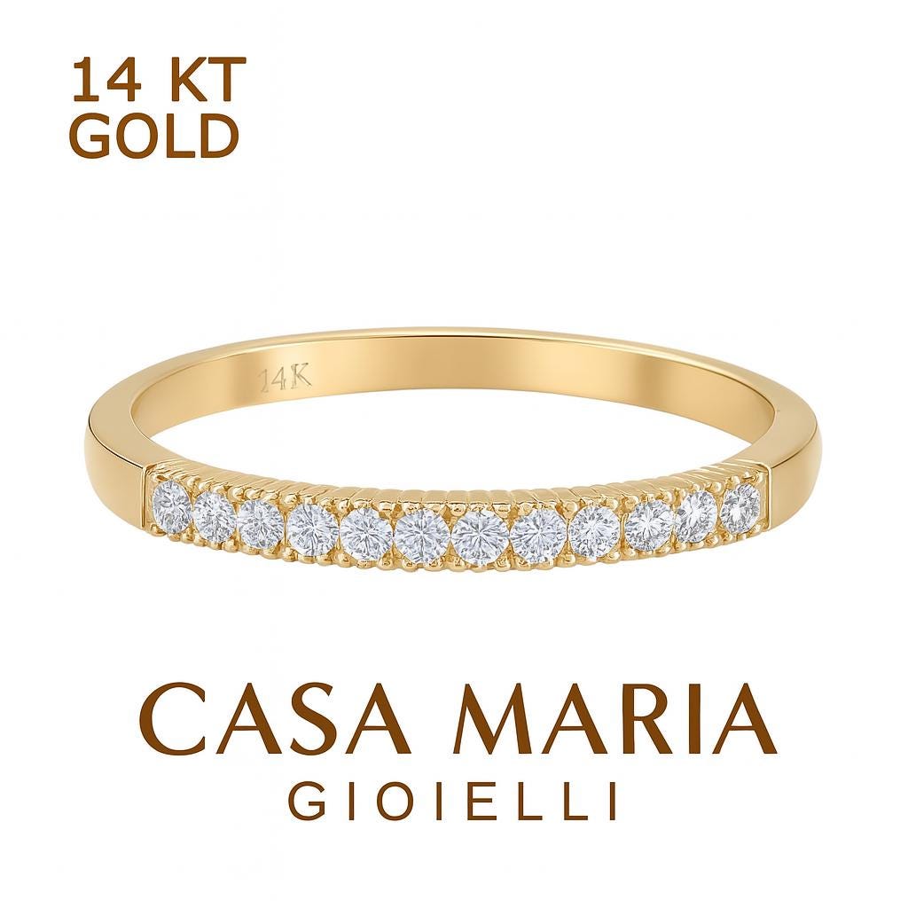 14K Yellow Gold Lab Grown Diamond Eternity Band Ring - Minimalist Stacking Ring
