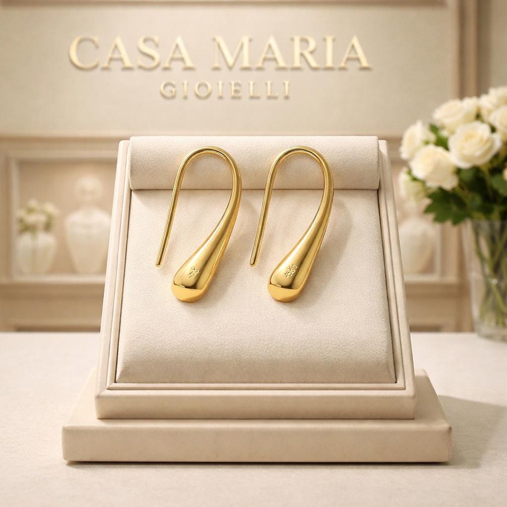 18K Hollow Yellow Gold Teardrop Earrings: Elegant Minimalist AU9999 Hollow Gold