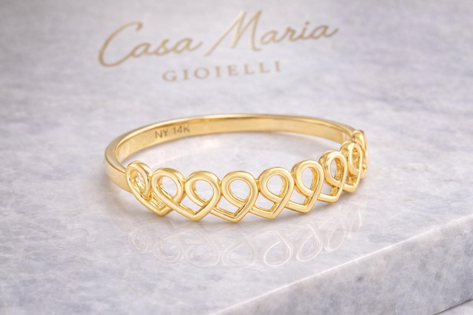 14K Solid Yellow Gold Oval Link Ring | Modern Stackable Band